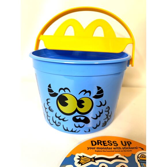 NEW! 2024 MCDONALD'S MCDONALDS HAPPY MEAL BLUE BOO BUCKET w STICKERS - Picture 1 of 3
